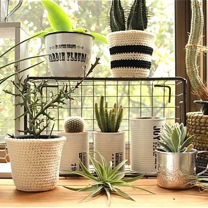 グリーンに添える手編みアイテム☆冬の室内時間はインテリアになる編み物はいかが？